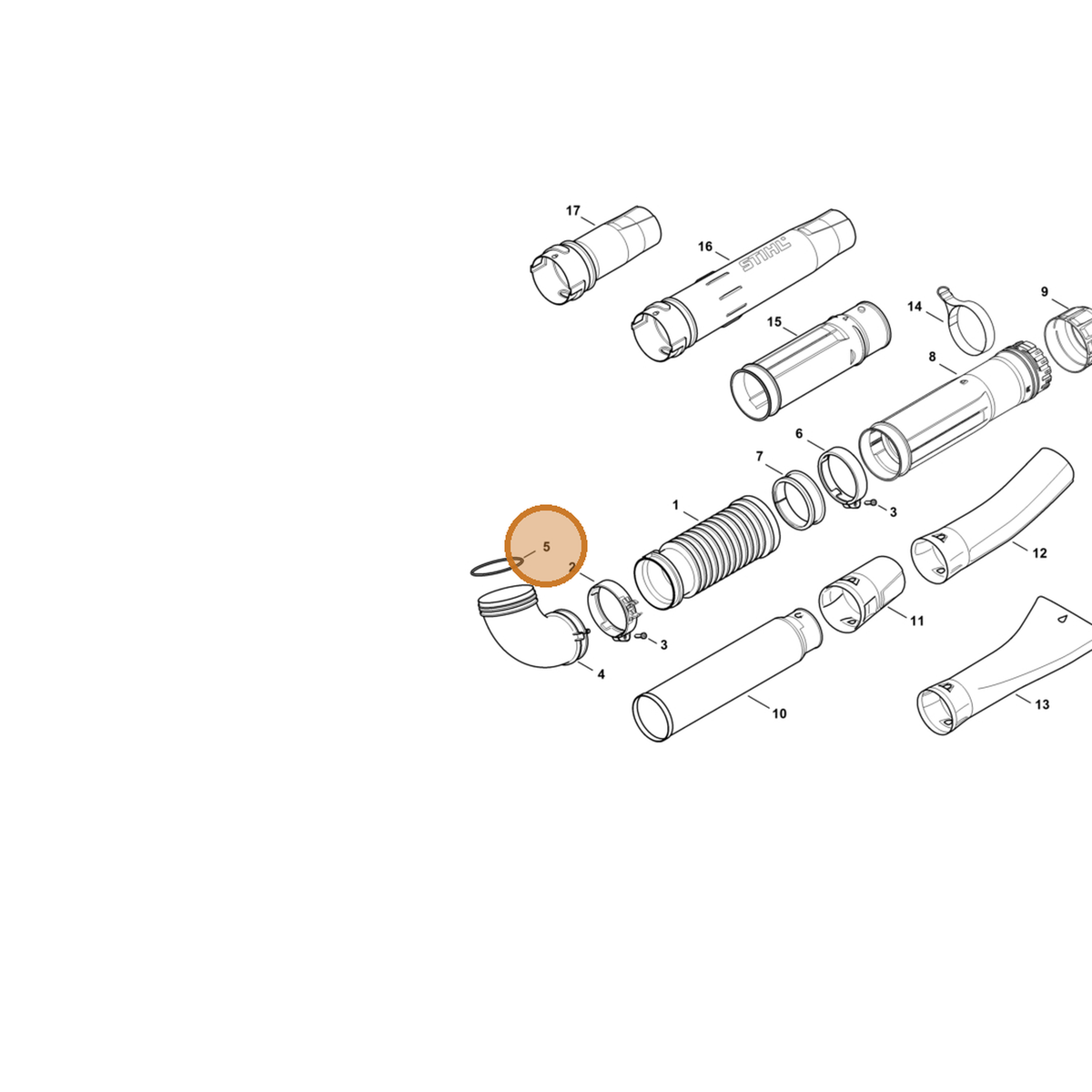 STIHL part 9645-945-8911 — IPL diagram snippet (6x zoom, amber highlight)