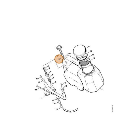 STIHL part 9645-948-0340 — IPL diagram snippet (6x zoom, amber highlight)