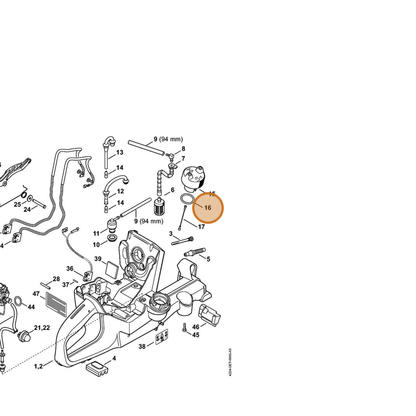 STIHL part 9645-948-2471 — IPL diagram snippet (6x zoom, amber highlight)