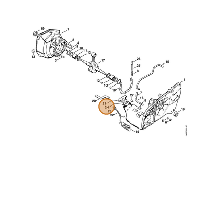 STIHL part 9645-948-4050 — IPL diagram snippet (6x zoom, amber highlight)