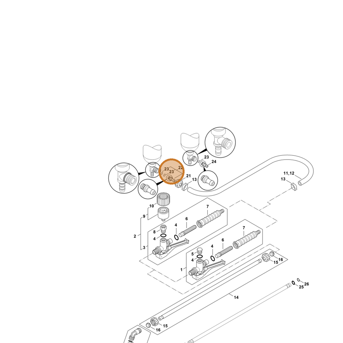 STIHL part 9645-948-7480 — IPL diagram snippet (6x zoom, amber highlight)
