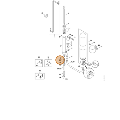 STIHL part 9645-948-7500 — IPL diagram snippet (6x zoom, amber highlight)