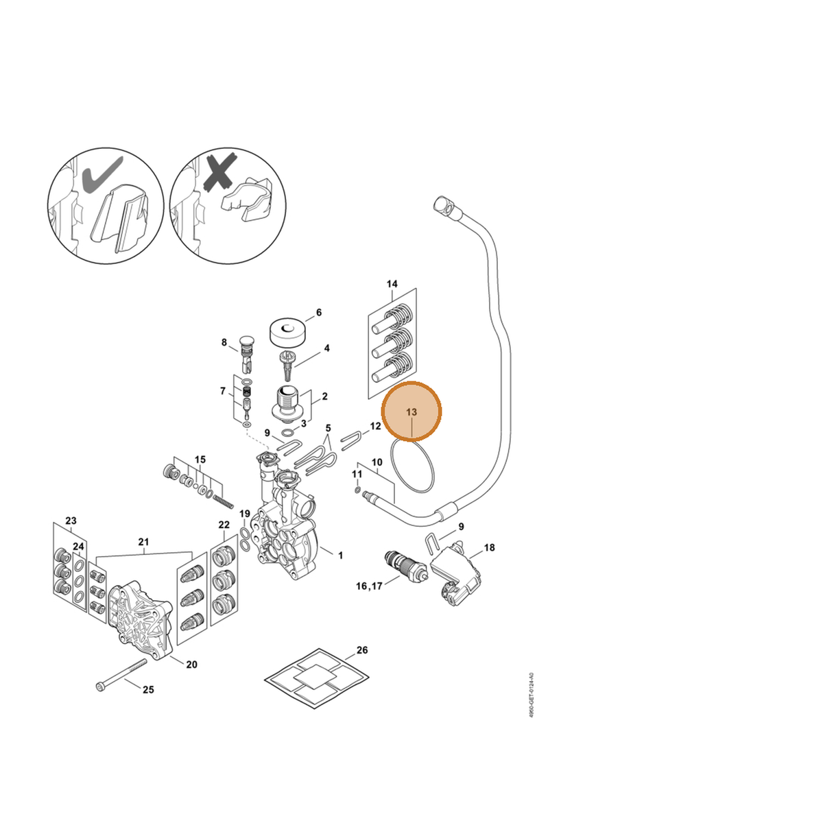 STIHL part 9645-948-8525 — IPL diagram snippet (6x zoom, amber highlight)