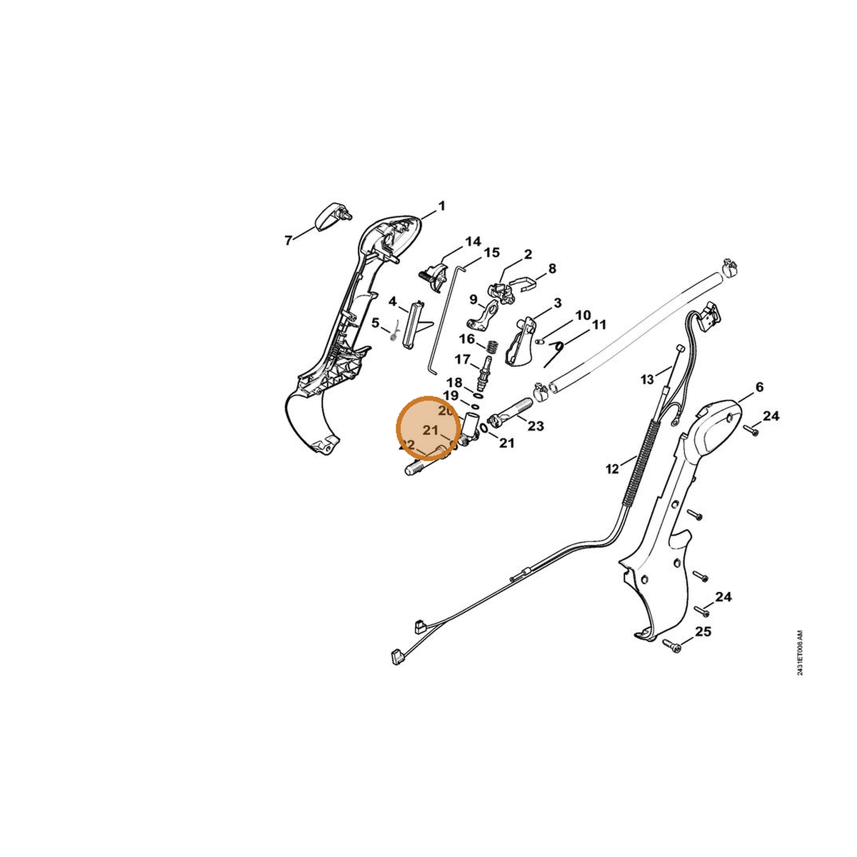 STIHL part 9645-951-0760 — IPL diagram snippet (6x zoom, amber highlight)