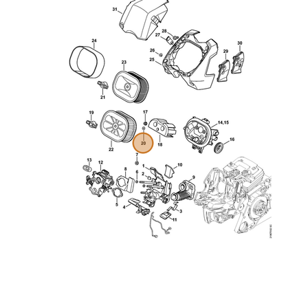 STIHL part 9645-951-3007 — IPL diagram snippet (6x zoom, amber highlight)