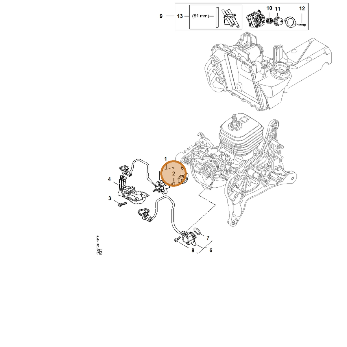 STIHL part 9645-951-3089 — IPL diagram snippet (6x zoom, amber highlight)
