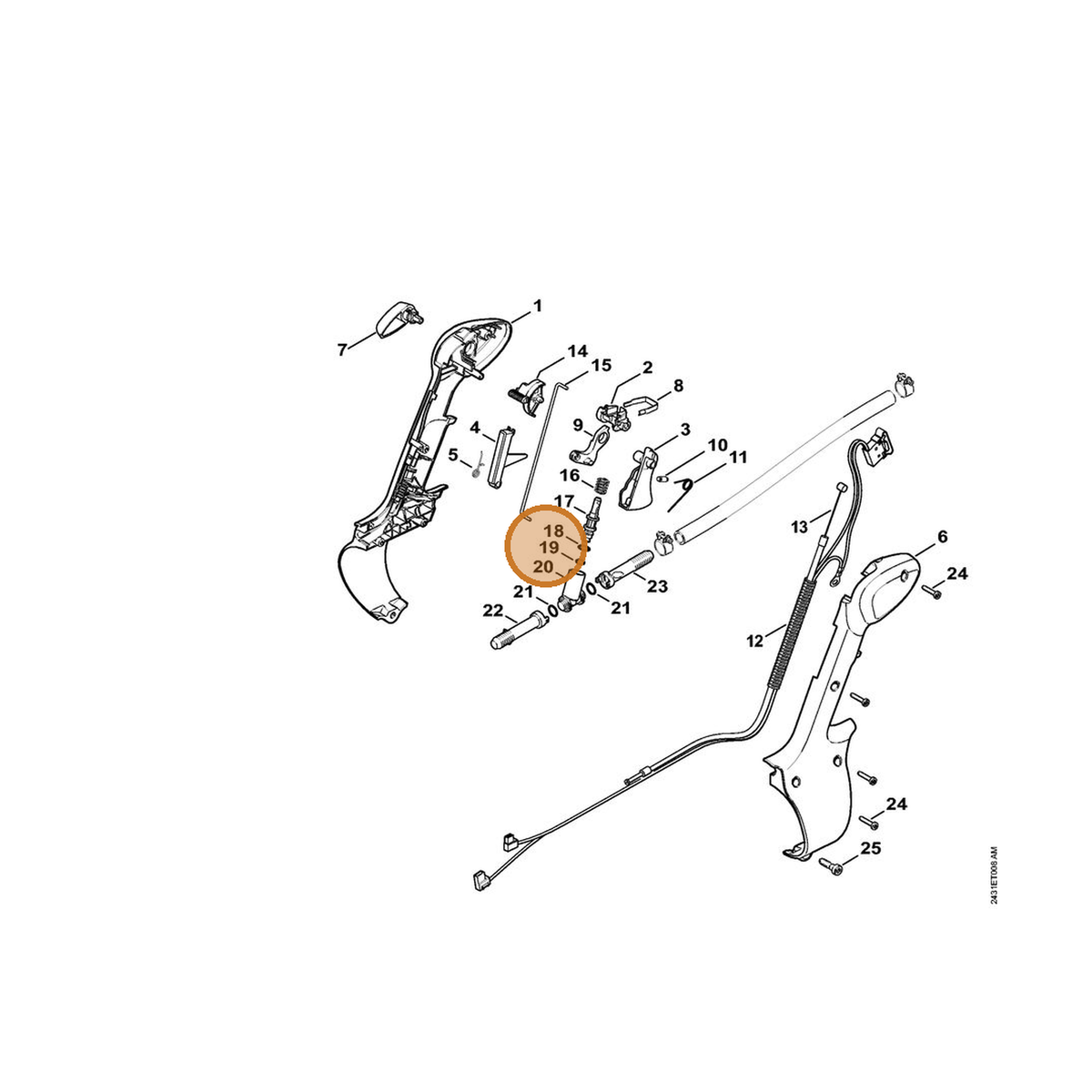 STIHL part 9645-951-7459 — IPL diagram snippet (6x zoom, amber highlight)