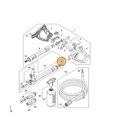 STIHL part 9645-951-7512 — IPL diagram snippet (6x zoom, amber highlight)