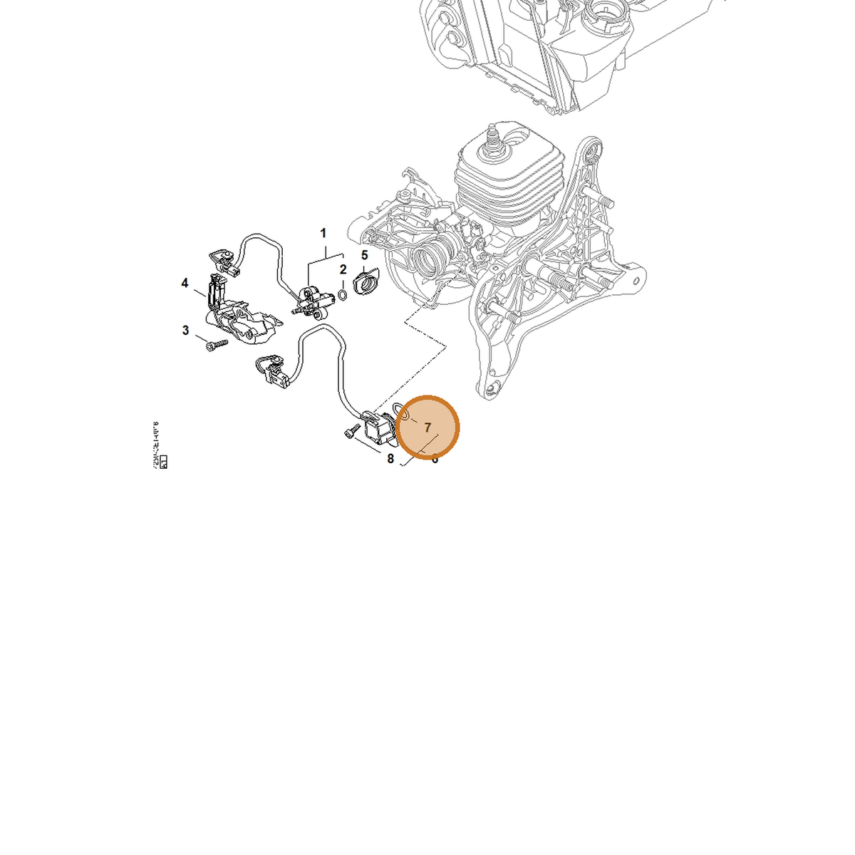 STIHL part 9645-953-7559 — IPL diagram snippet (6x zoom, amber highlight)