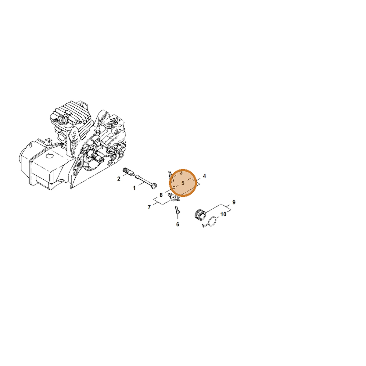 STIHL part 9646-945-0355 — IPL diagram snippet (6x zoom, amber highlight)