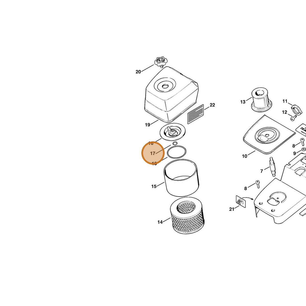 STIHL part 9646-945-1050 — IPL diagram snippet (6x zoom, amber highlight)