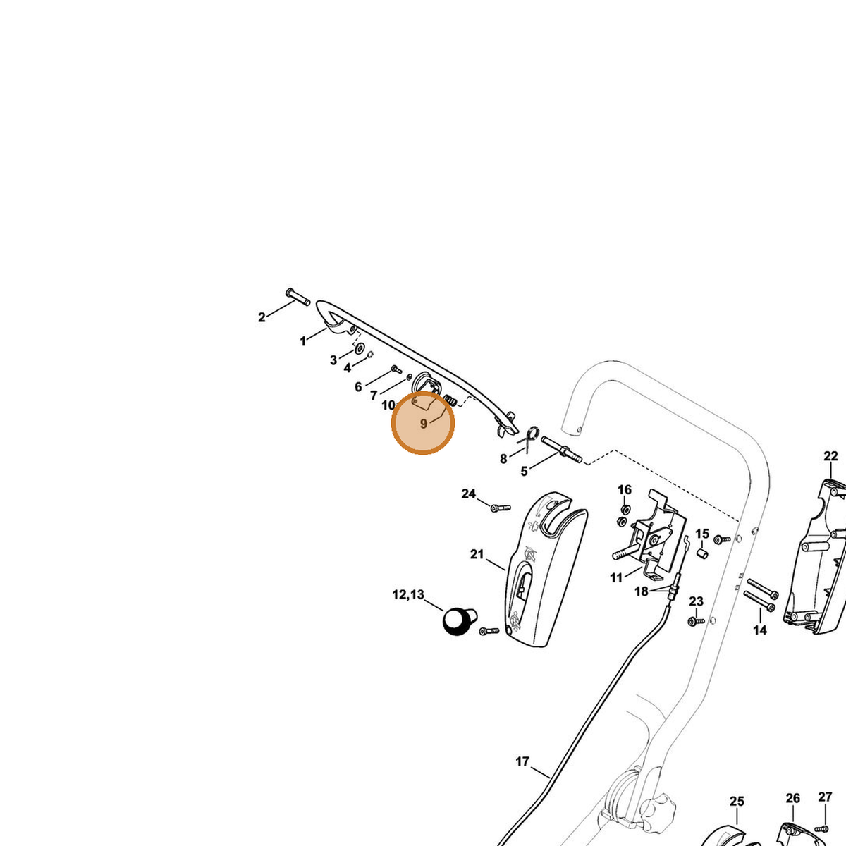 STIHL part 9691-003-2576 — IPL diagram snippet (6x zoom, amber highlight)