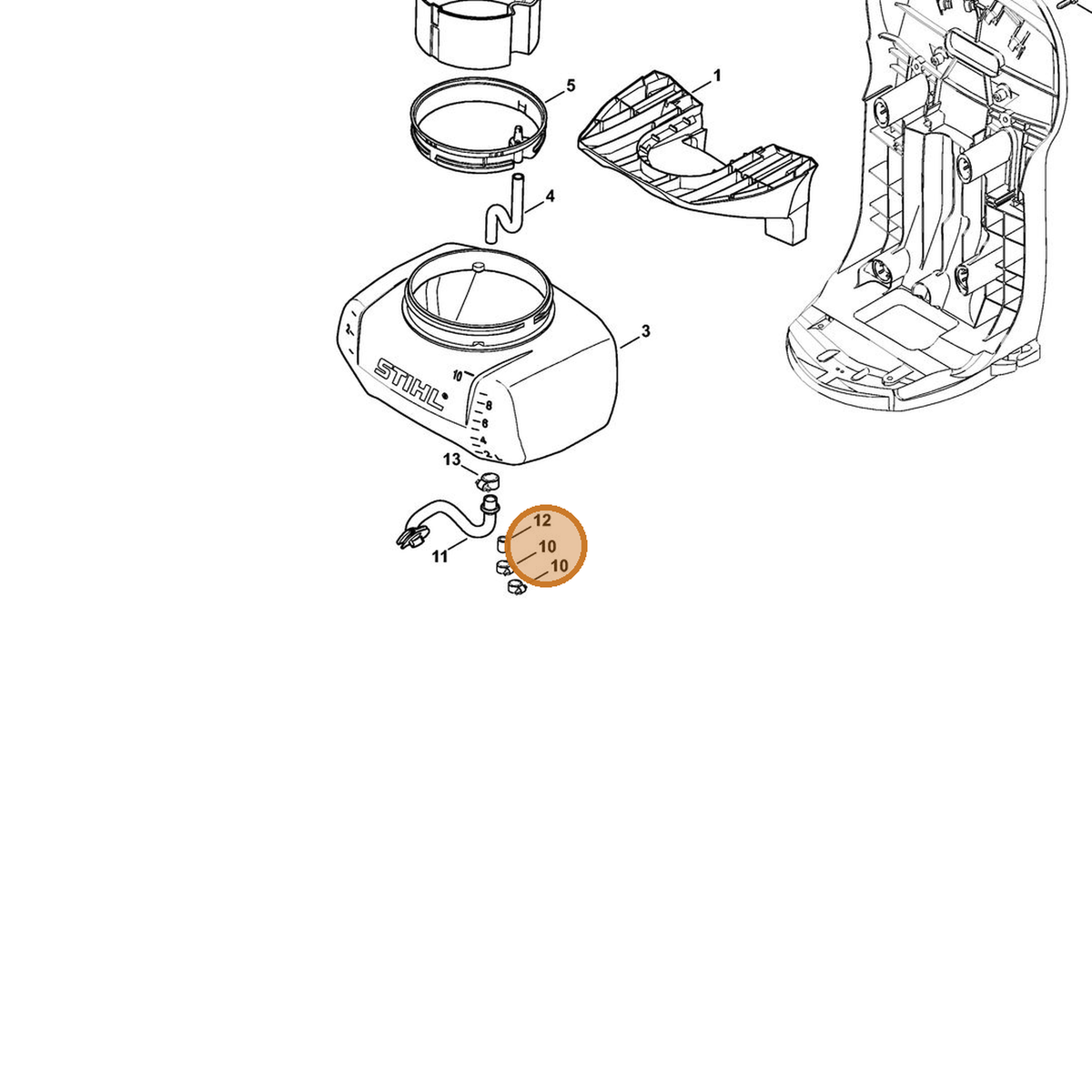 STIHL part 9771-021-1152 — IPL diagram snippet (6x zoom, amber highlight)