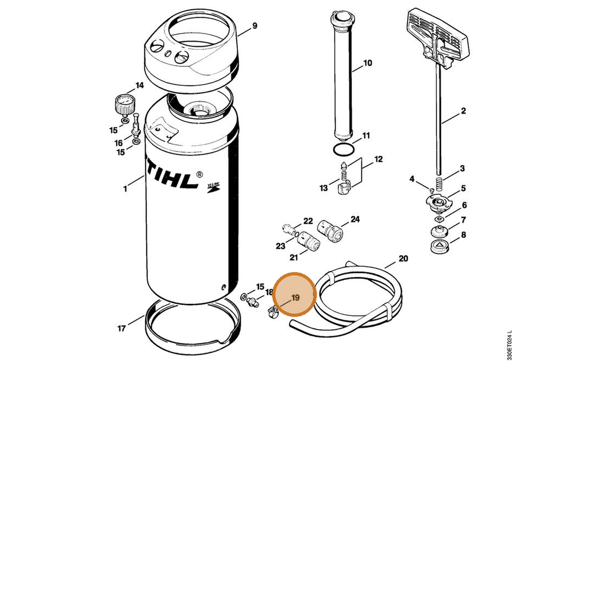 STIHL part 9771-021-1400 — IPL diagram snippet (6x zoom, amber highlight)