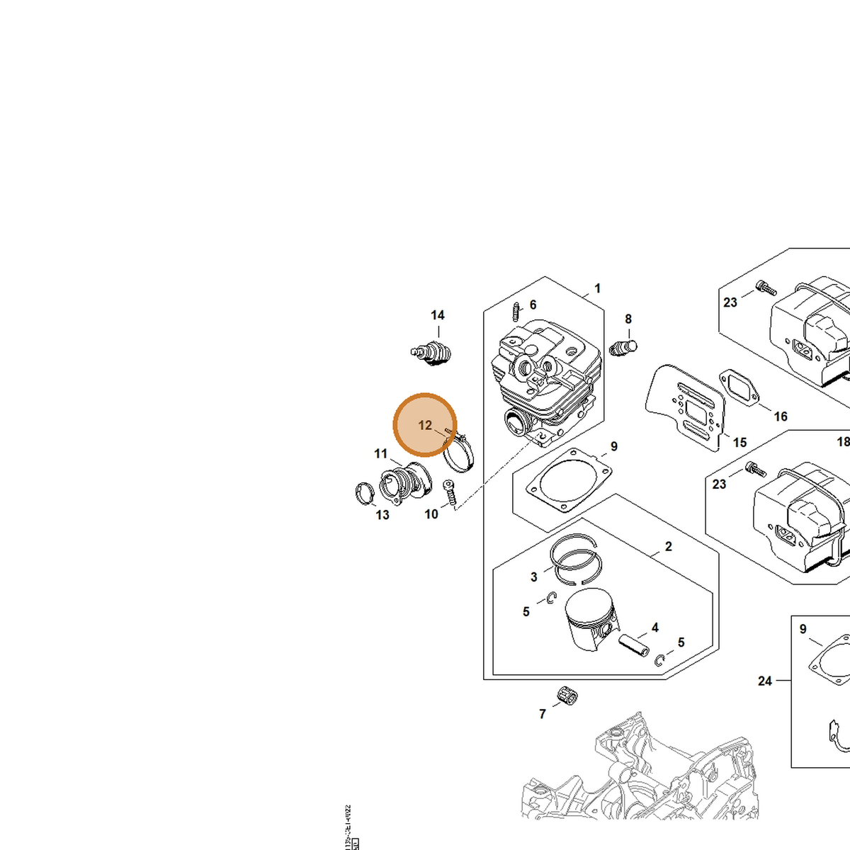 STIHL part 9771-021-2572 — IPL diagram snippet (6x zoom, amber highlight)