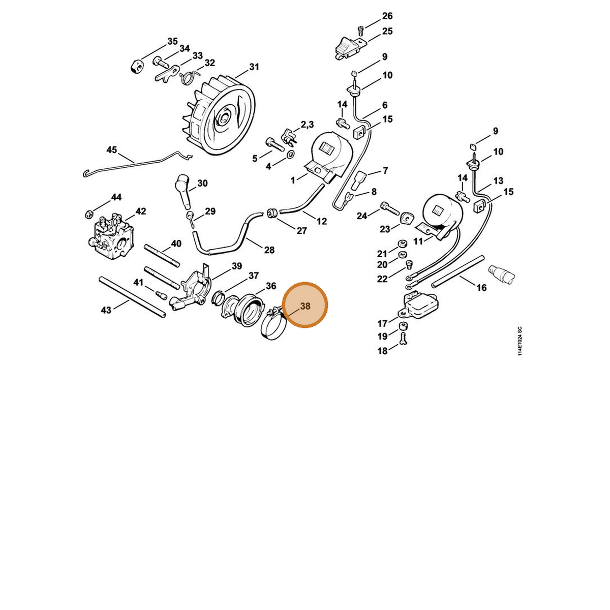 STIHL part 9771-021-2580 — IPL diagram snippet (6x zoom, amber highlight)