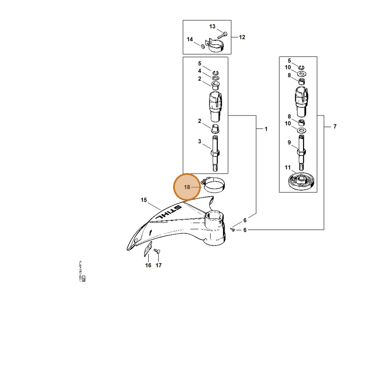 STIHL part 9771-021-2760 — IPL diagram snippet (6x zoom, amber highlight)