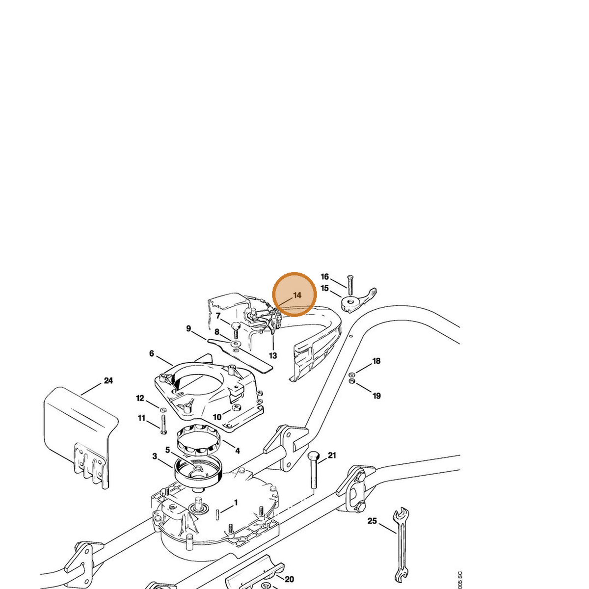 STIHL part 9775-021-2400 — IPL diagram snippet (6x zoom, amber highlight)