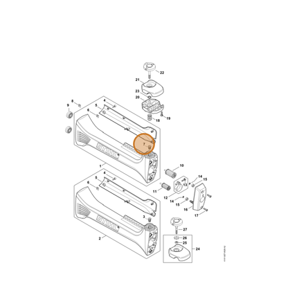 STIHL part 9799-003-0500 — IPL diagram snippet (6x zoom, amber highlight)