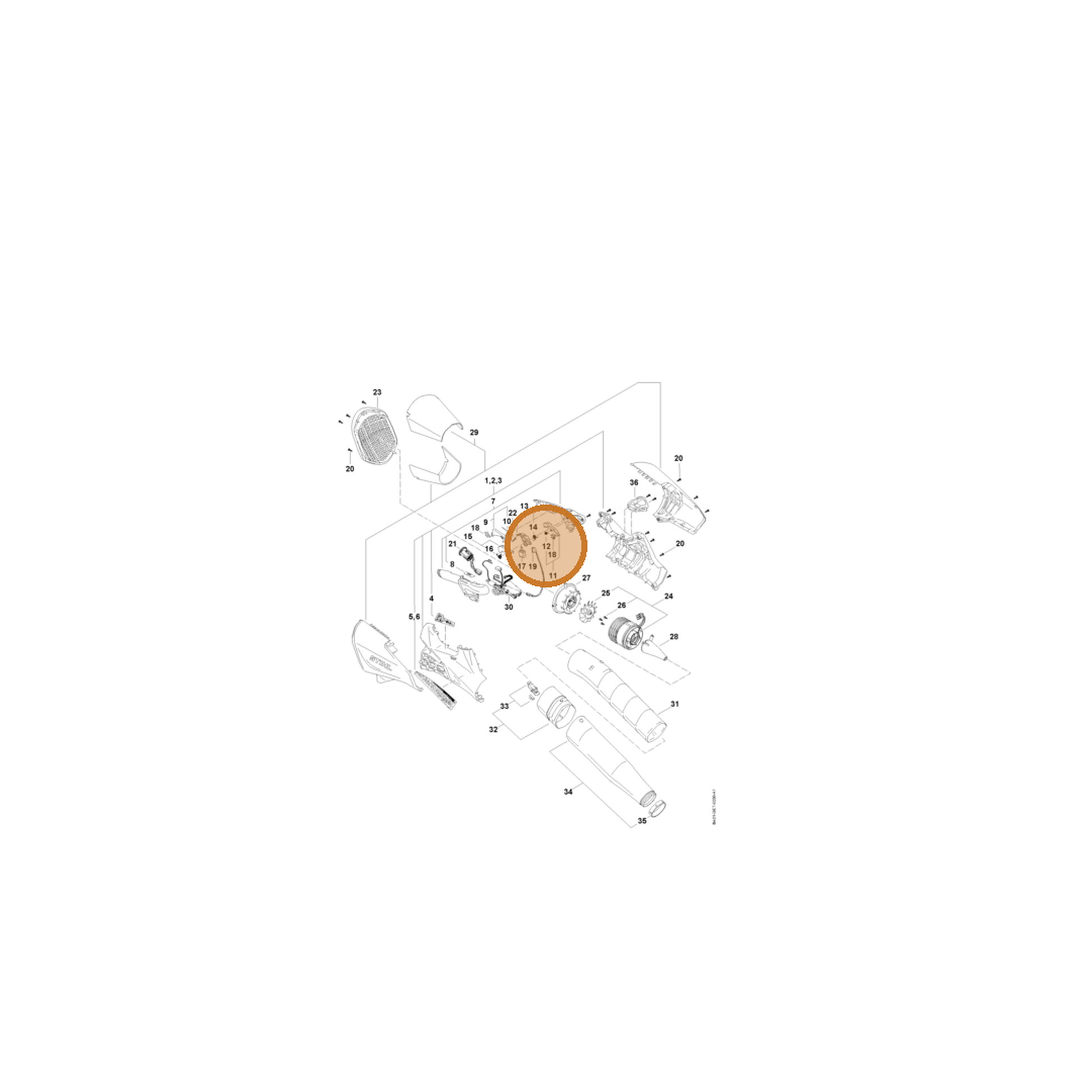 STIHL part BA01-182-4501 — IPL diagram snippet (6x zoom, amber highlight)