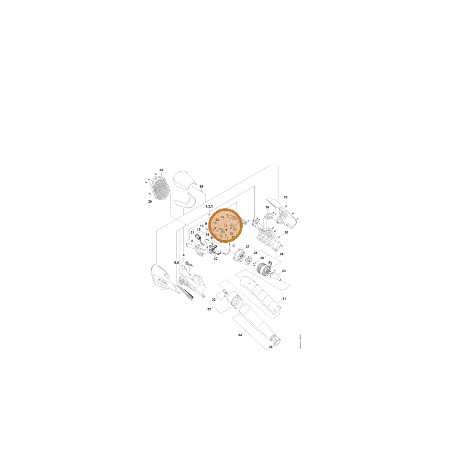 STIHL part BA01-182-4502 — IPL diagram snippet (6x zoom, amber highlight)