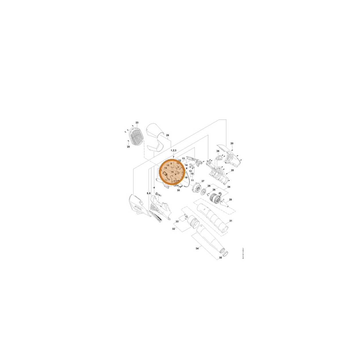 STIHL part BA01-182-4503 — IPL diagram snippet (6x zoom, amber highlight)