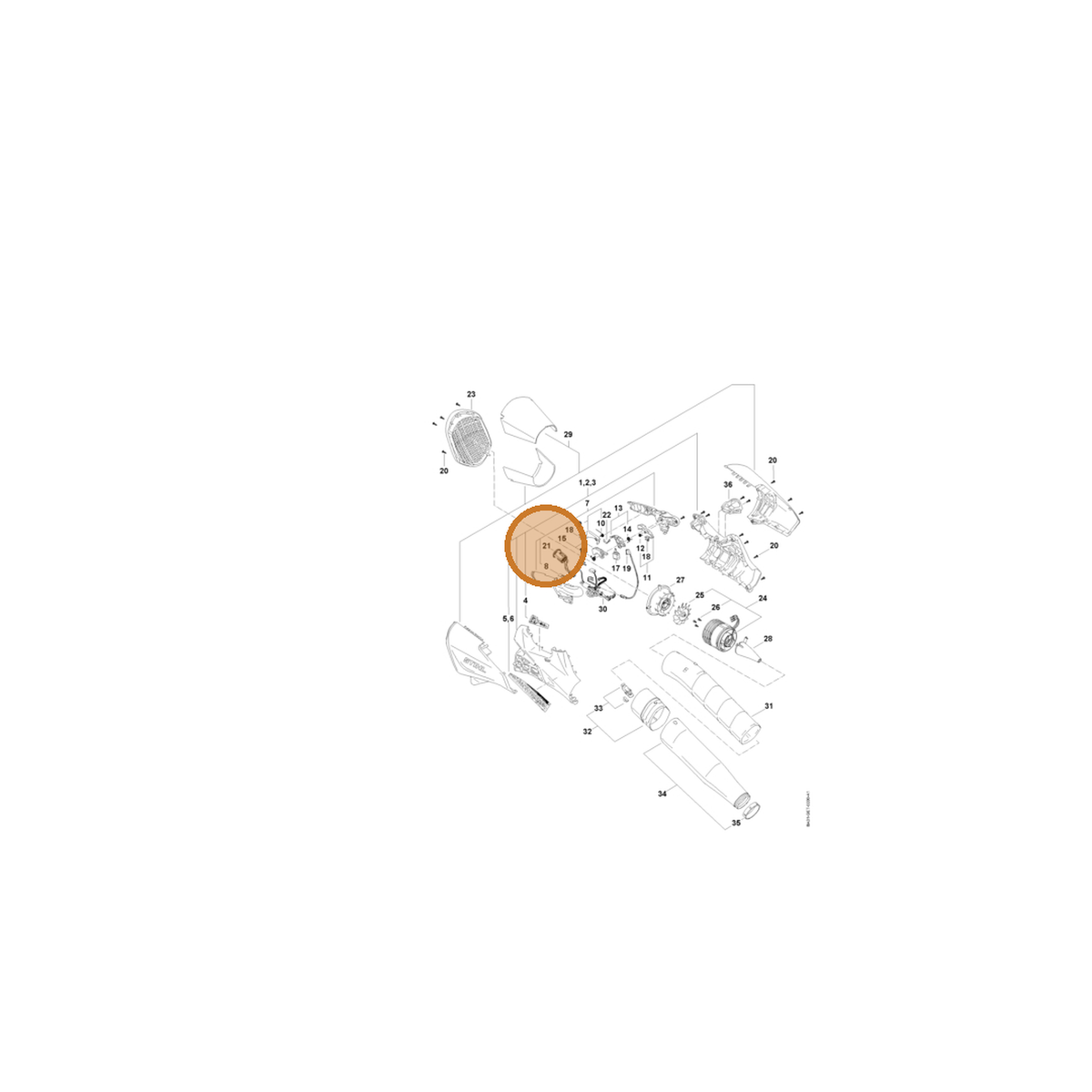 STIHL part BA01-400-3400 — IPL diagram snippet (6x zoom, amber highlight)
