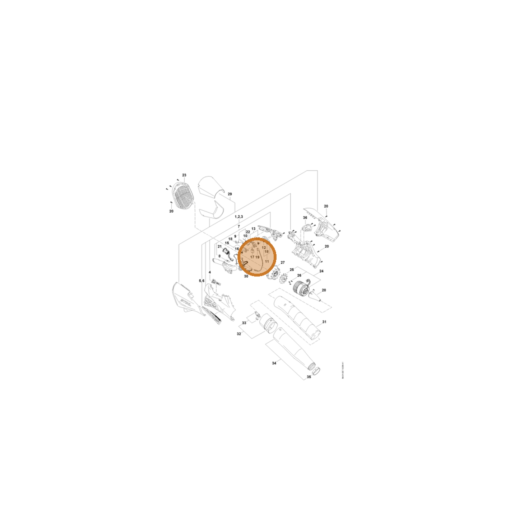 STIHL part BA01-430-0501 — IPL diagram snippet (6x zoom, amber highlight)