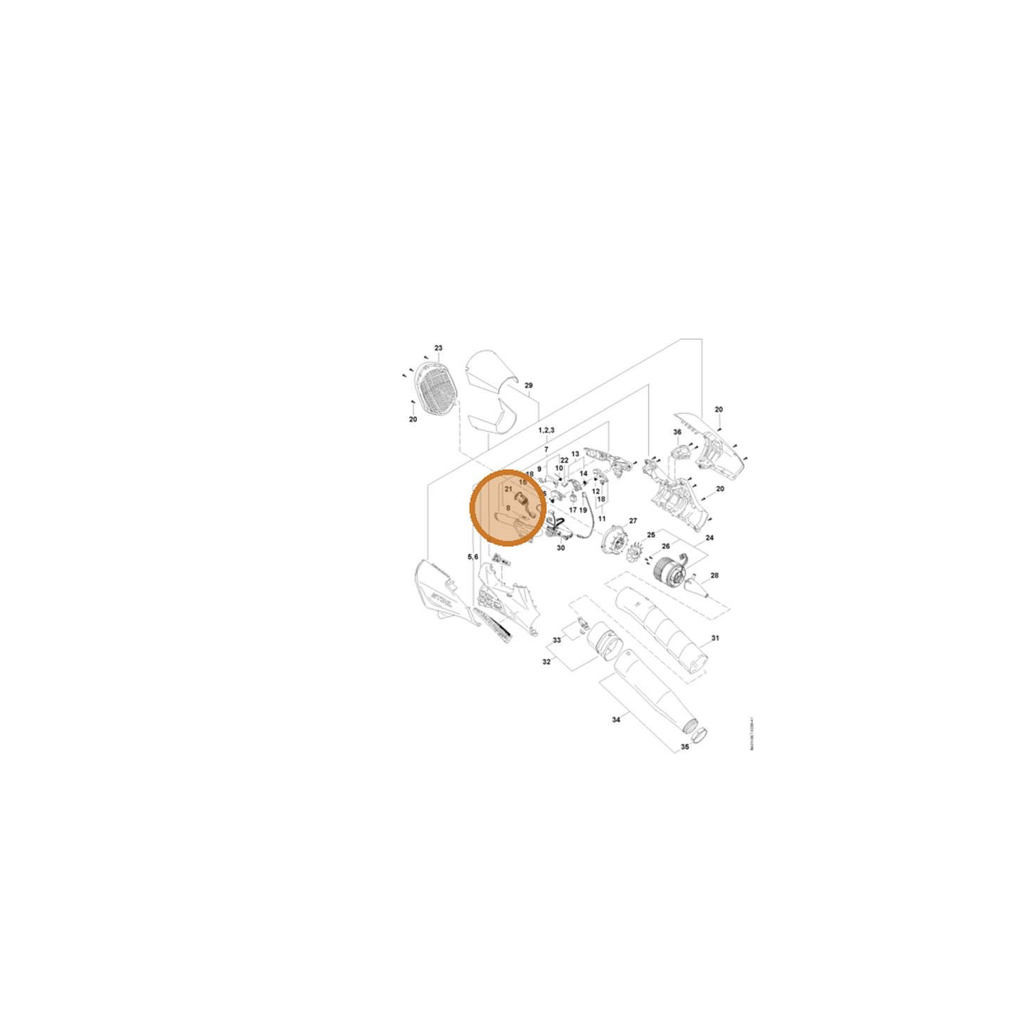 STIHL part BA01-432-8300 — IPL diagram snippet (6x zoom, amber highlight)