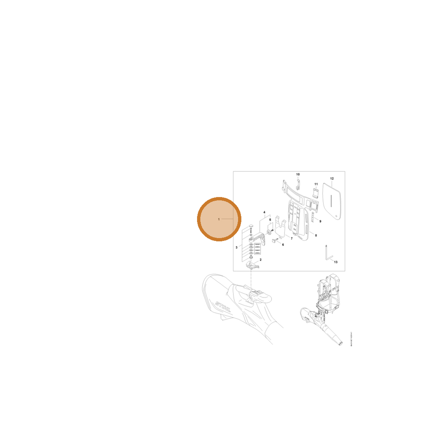 STIHL part BA01-490-0400 — IPL diagram snippet (6x zoom, amber highlight)
