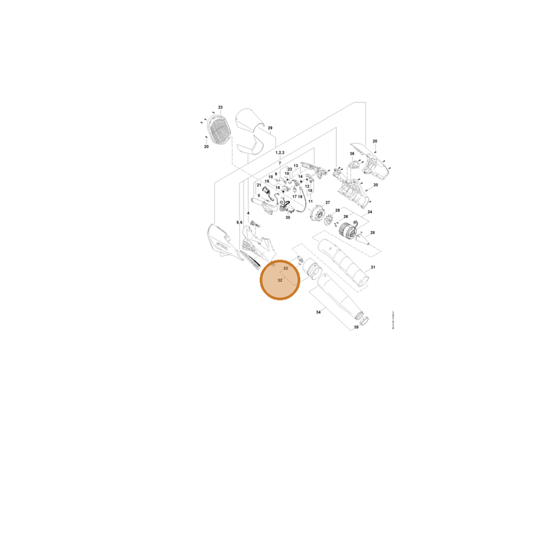 STIHL part BA01-700-7900 — IPL diagram snippet (6x zoom, amber highlight)