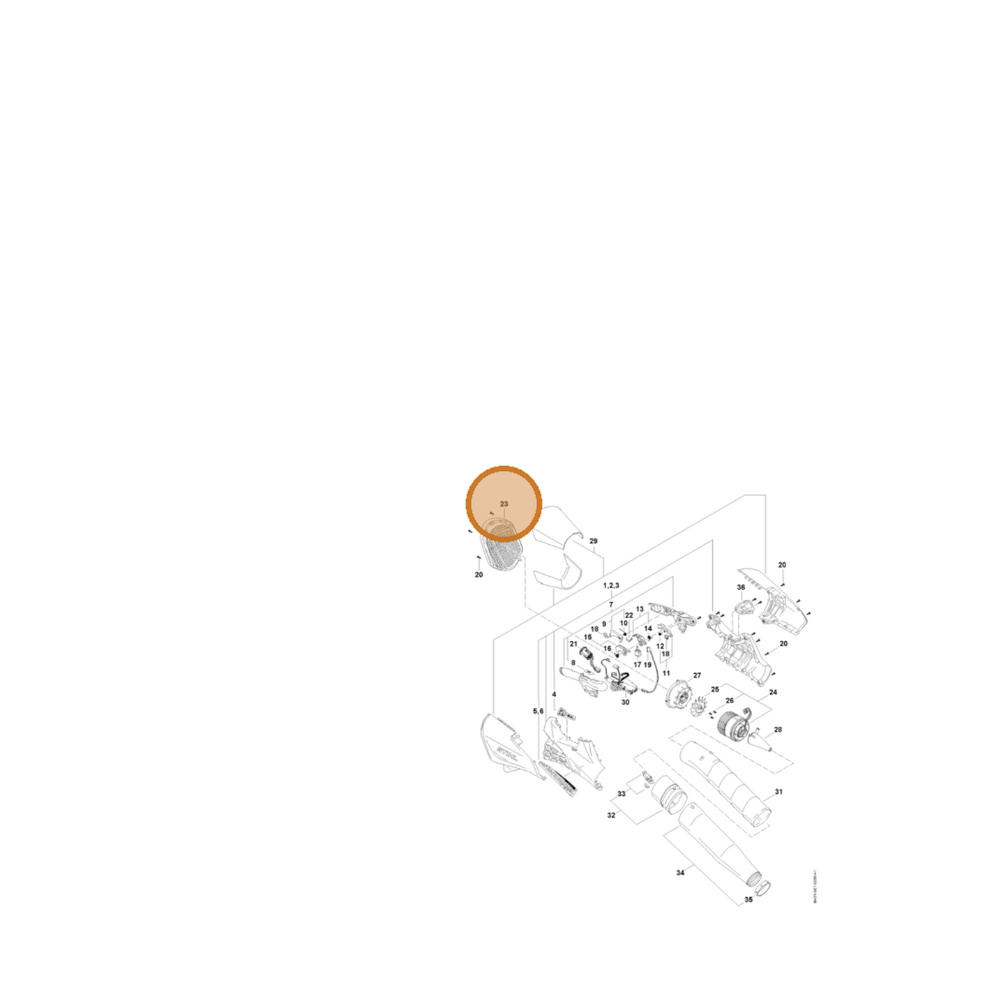 STIHL part BA01-706-8000 — IPL diagram snippet (6x zoom, amber highlight)