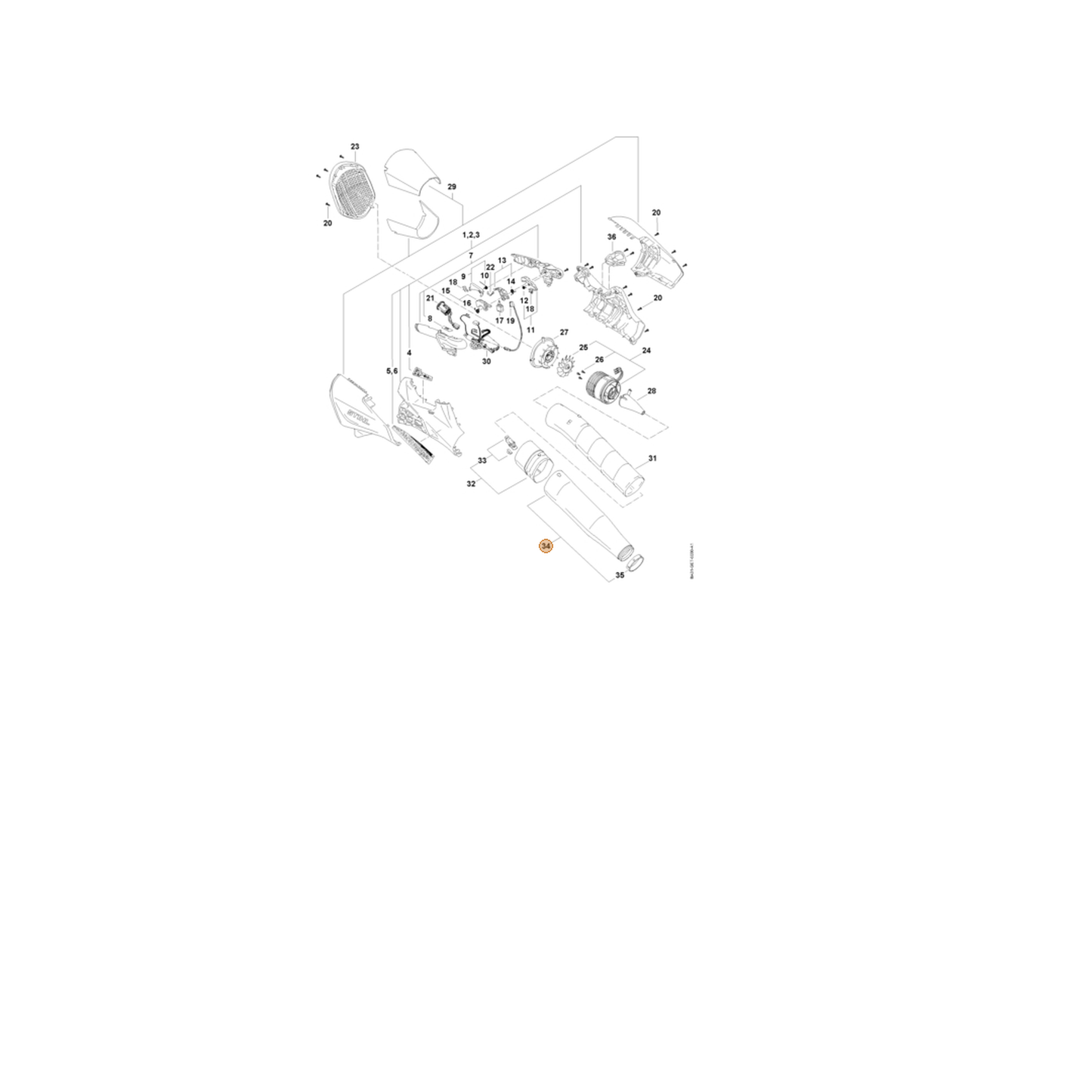 STIHL part BA01-710-6201 — IPL diagram snippet (6x zoom, amber highlight)
