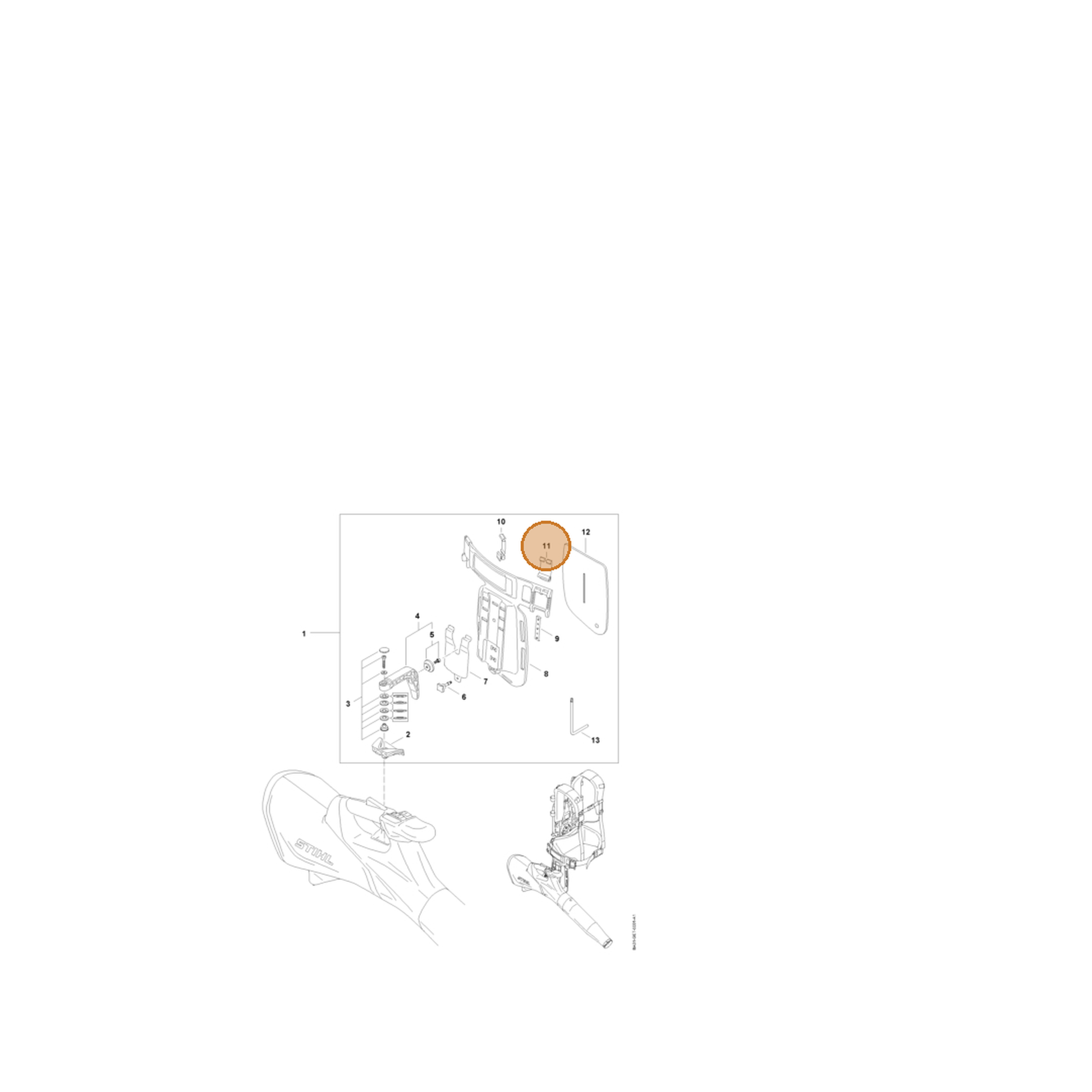STIHL part BA01-718-7901 — IPL diagram snippet (6x zoom, amber highlight)