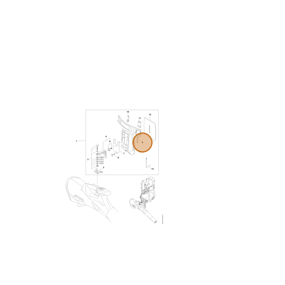 STIHL part BA01-723-1000 — IPL diagram snippet (6x zoom, amber highlight)