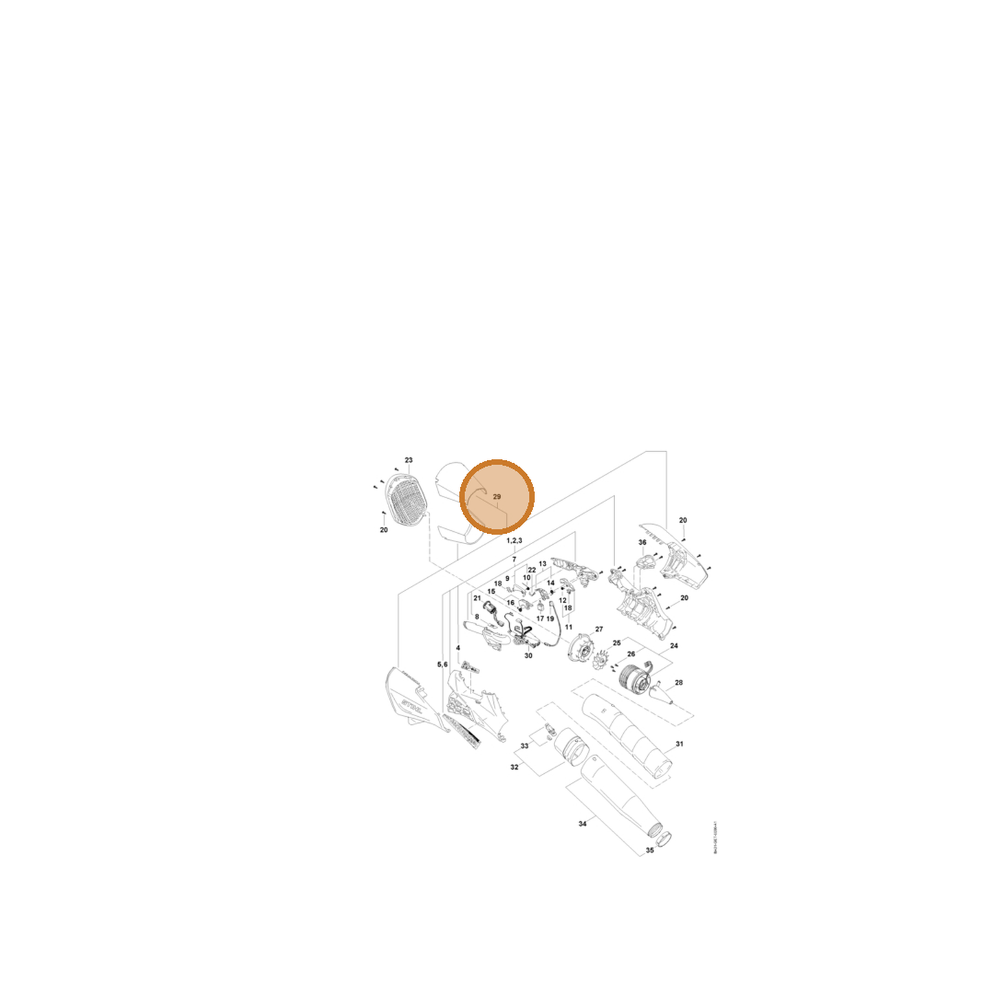 STIHL part BA01-760-9801 — IPL diagram snippet (6x zoom, amber highlight)