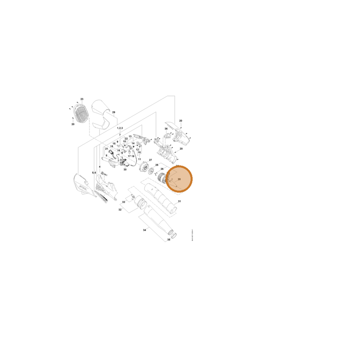 STIHL part BA01-761-0300 — IPL diagram snippet (6x zoom, amber highlight)