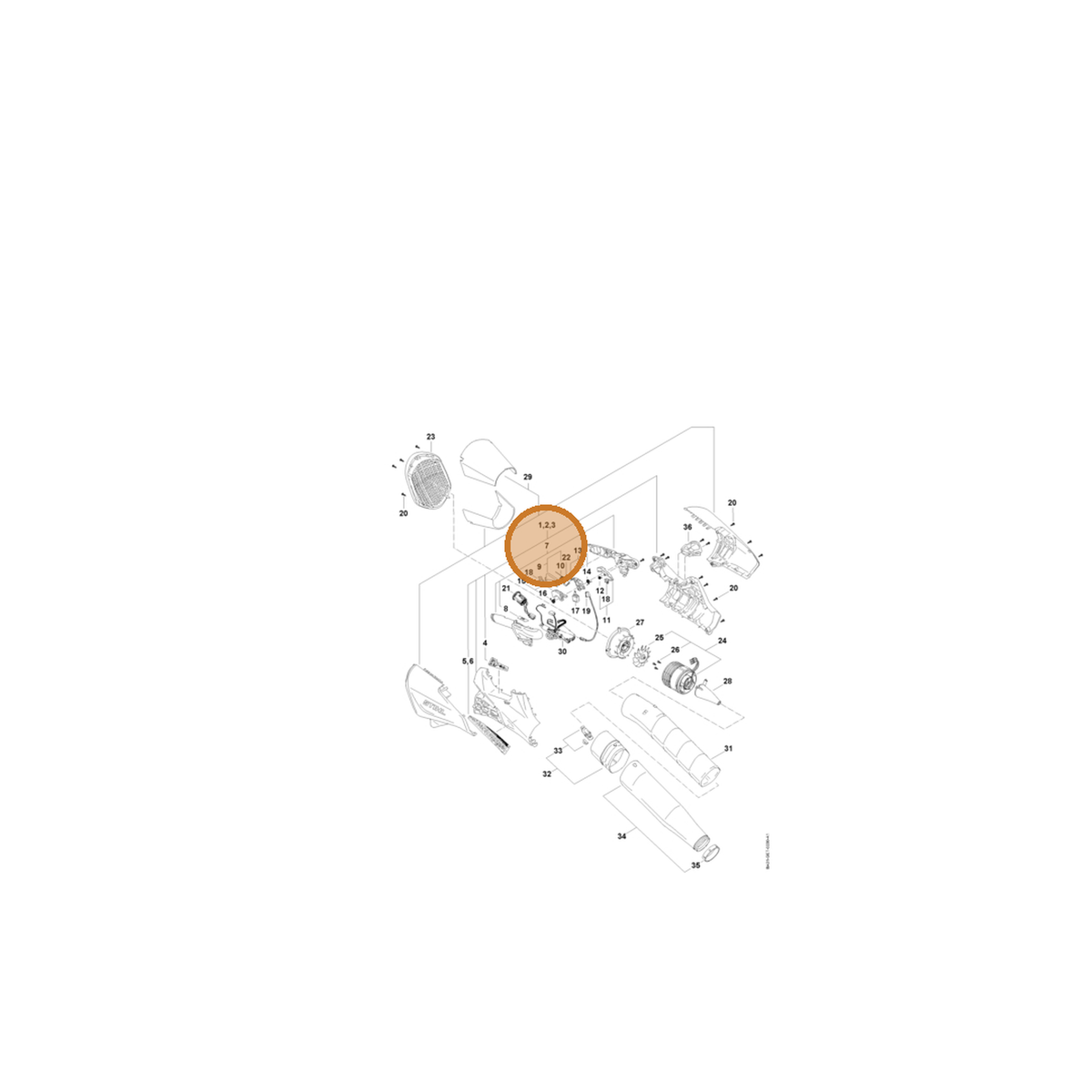 STIHL part BA01-790-0600 — IPL diagram snippet (6x zoom, amber highlight)