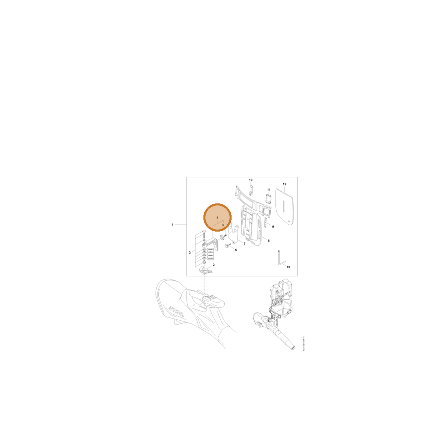 STIHL part BA01-790-2501 — IPL diagram snippet (6x zoom, amber highlight)