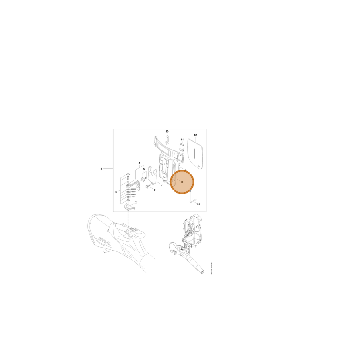 STIHL part BA01-790-6500 — IPL diagram snippet (6x zoom, amber highlight)