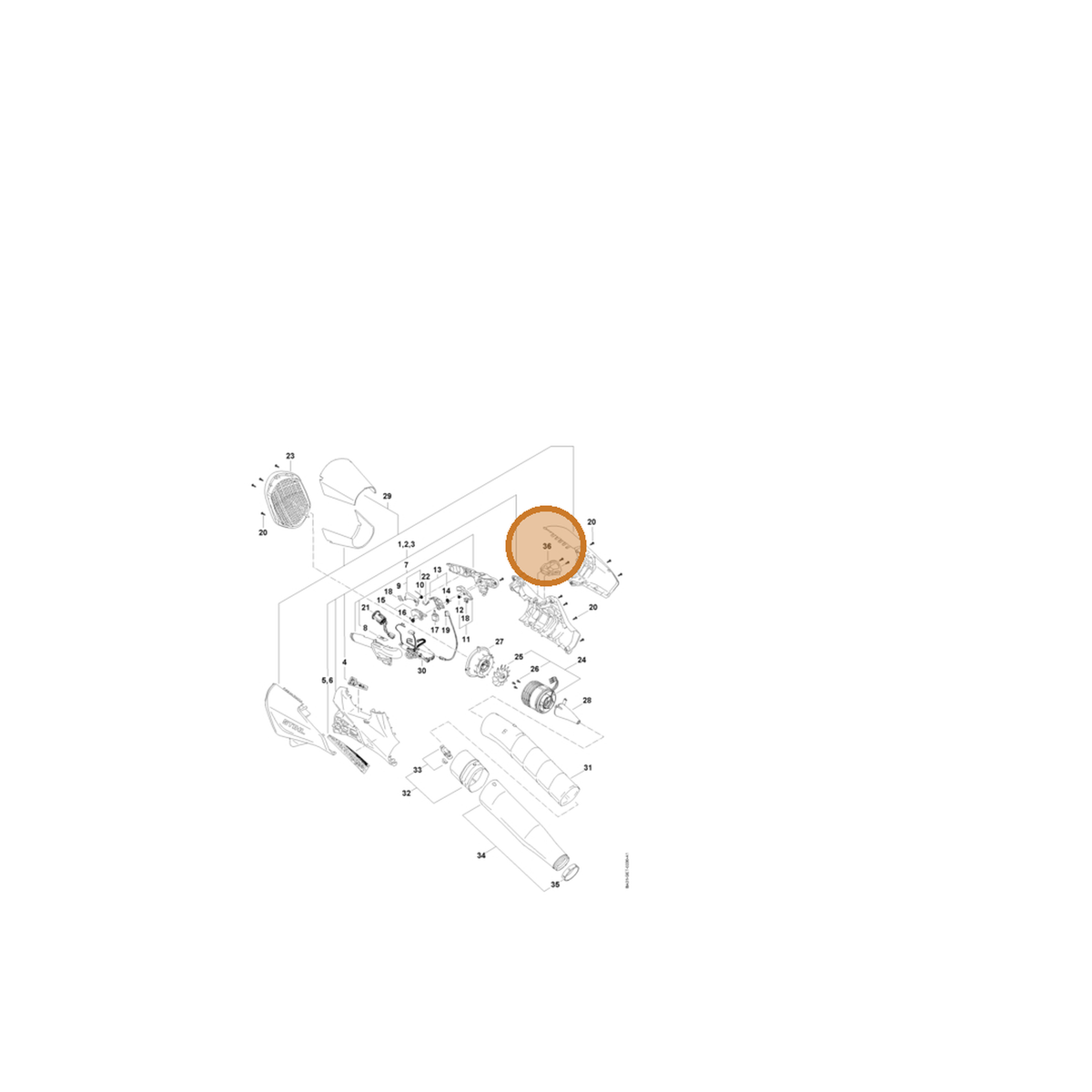 STIHL part BA01-798-8800 — IPL diagram snippet (6x zoom, amber highlight)