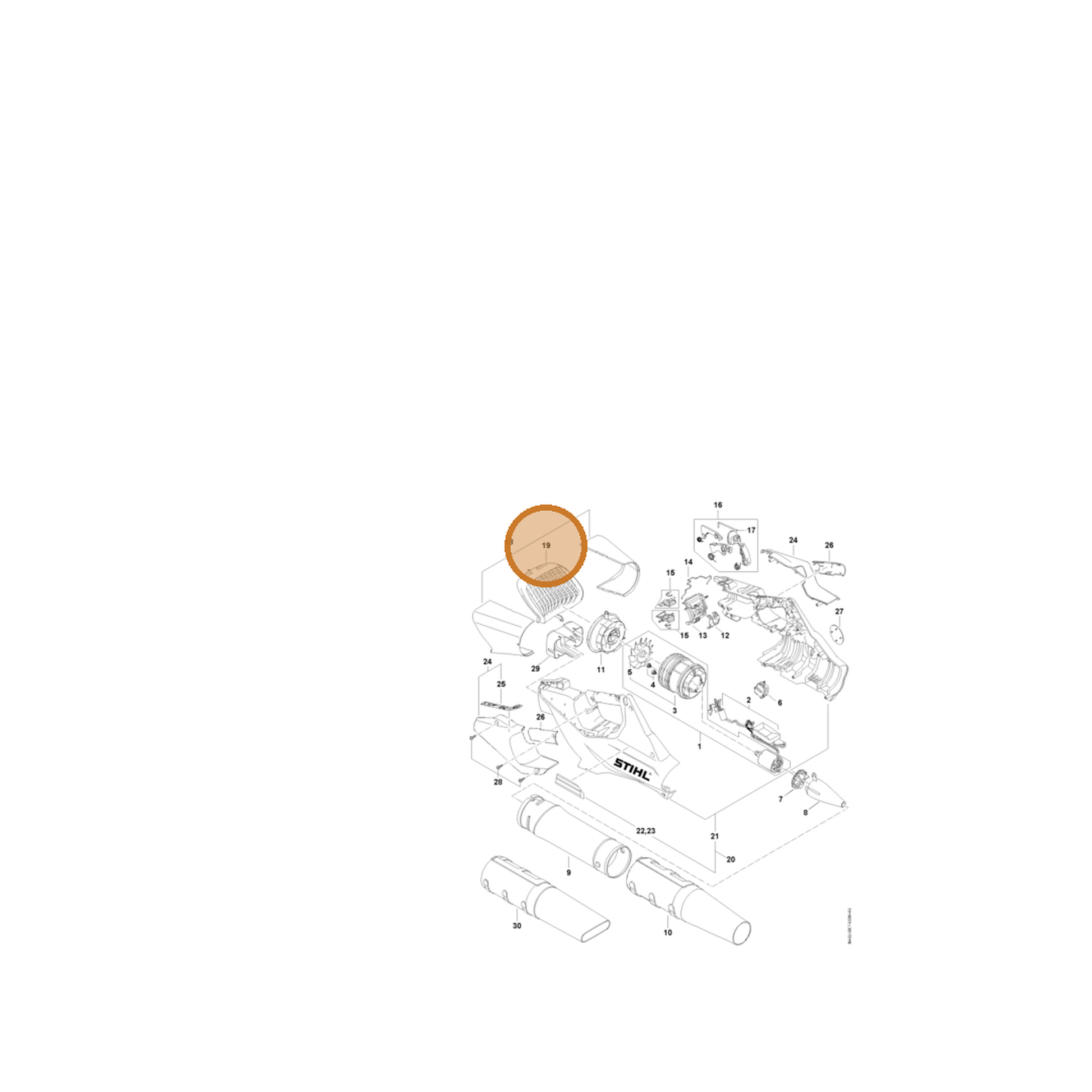 STIHL part BA02-706-8000 — IPL diagram snippet (6x zoom, amber highlight)