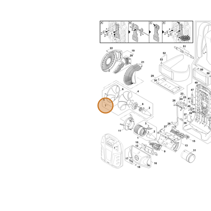 STIHL part BA03-007-1001 — IPL diagram snippet (6x zoom, amber highlight)