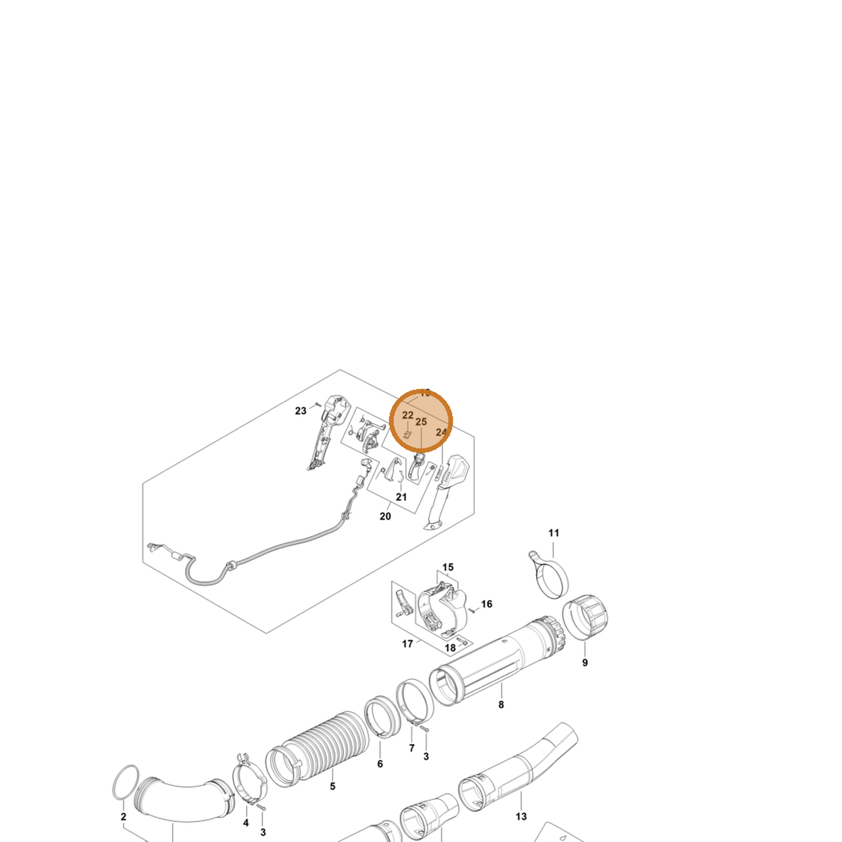 STIHL part BA03-430-2100 — IPL diagram snippet (6x zoom, amber highlight)