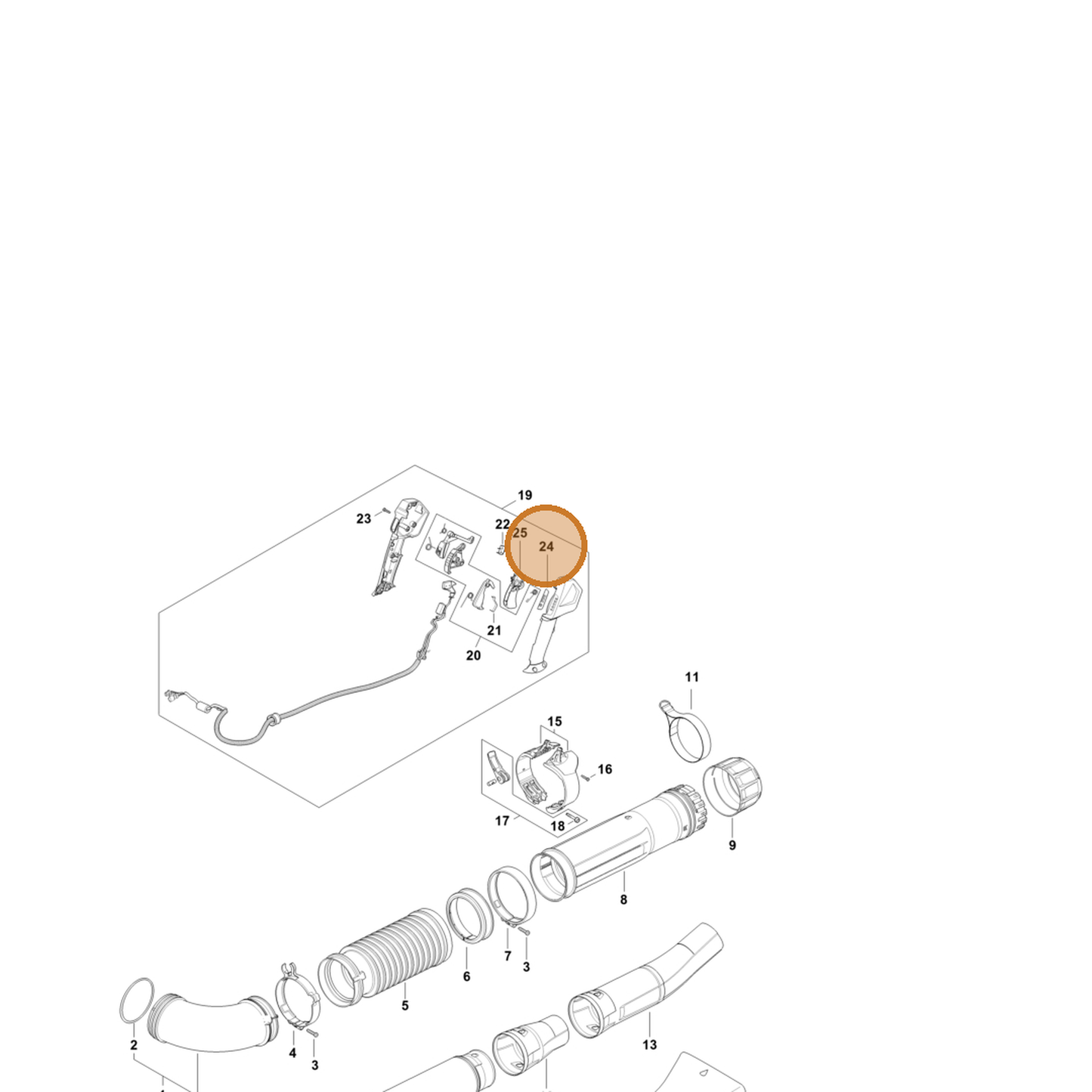 STIHL part BA03-432-8300 — IPL diagram snippet (6x zoom, amber highlight)