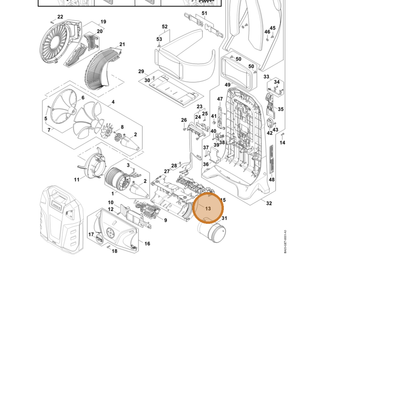 STIHL part BA03-602-3800 — IPL diagram snippet (6x zoom, amber highlight)