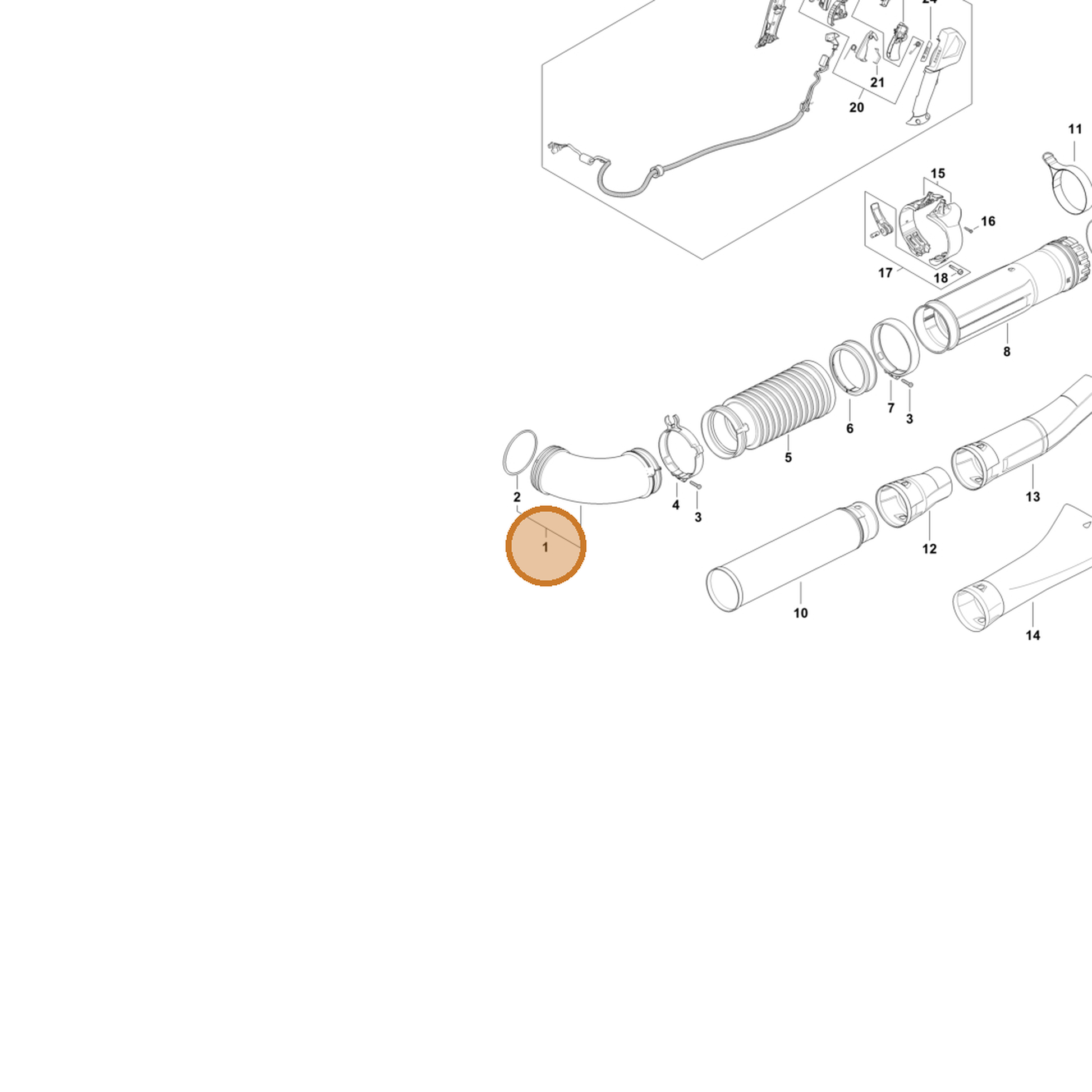 STIHL part BA03-700-6900 — IPL diagram snippet (6x zoom, amber highlight)