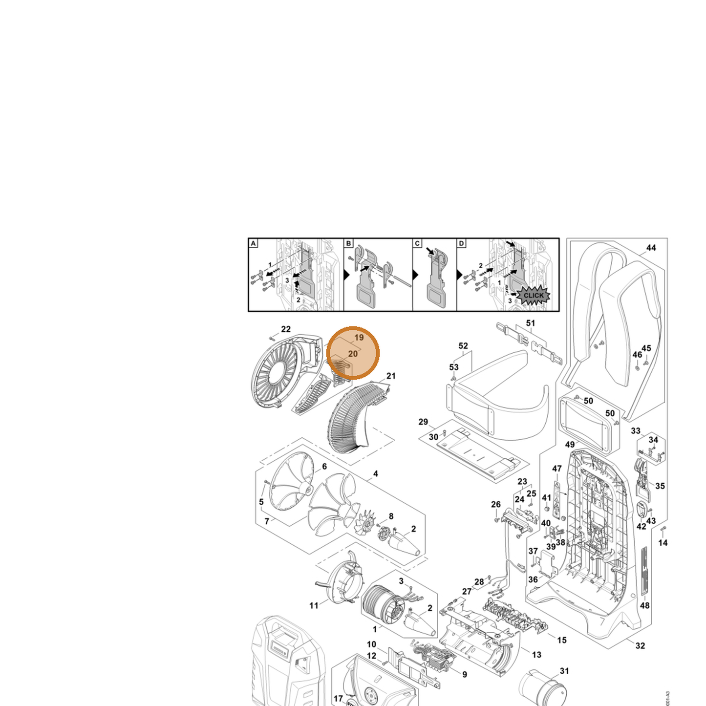 STIHL part BA03-760-8100 — IPL diagram snippet (6x zoom, amber highlight)