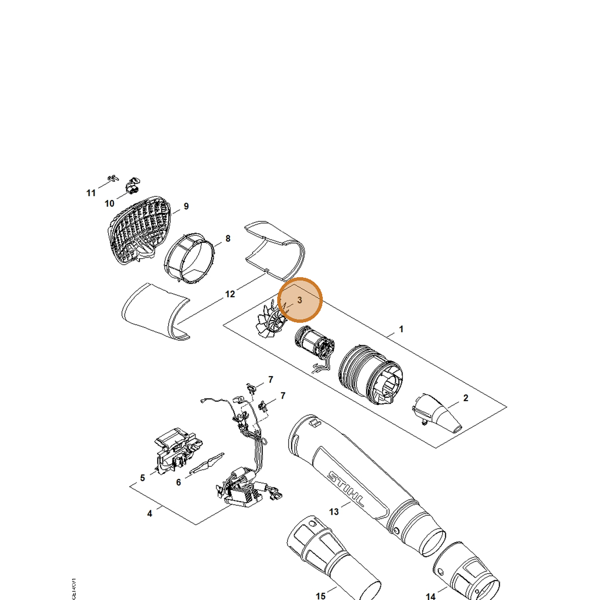 STIHL part BA03-770-0403 — IPL diagram snippet (6x zoom, amber highlight)