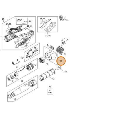 STIHL part BA04-007-1000 — IPL diagram snippet (6x zoom, amber highlight)